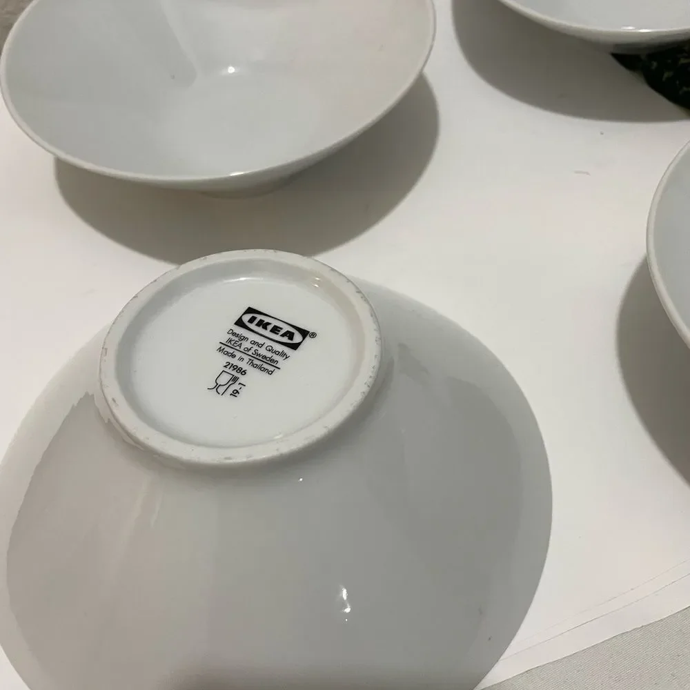 IKEA WHITE 21986 set of 4 Cereal Bowls 6 5/8